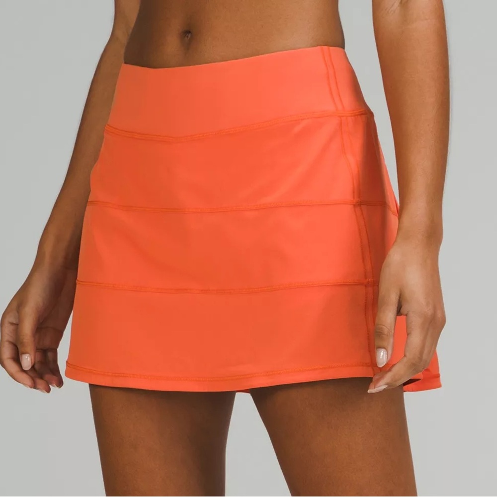 Lululemon Pace Rival MR Skirt Long Warm Coral Size 6 NWT